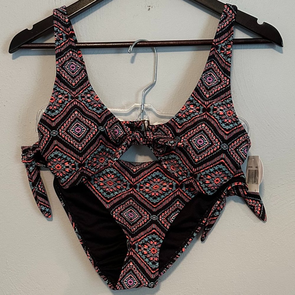 NWT Hot Water Women's 2 Piece Bikini Standard Tall Triangle Neon Size Large